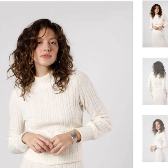 Band of the Free by Band of Gypsies Raquel Ivory Ribbed Knit Sweater Size Small - Picture 6 of 10